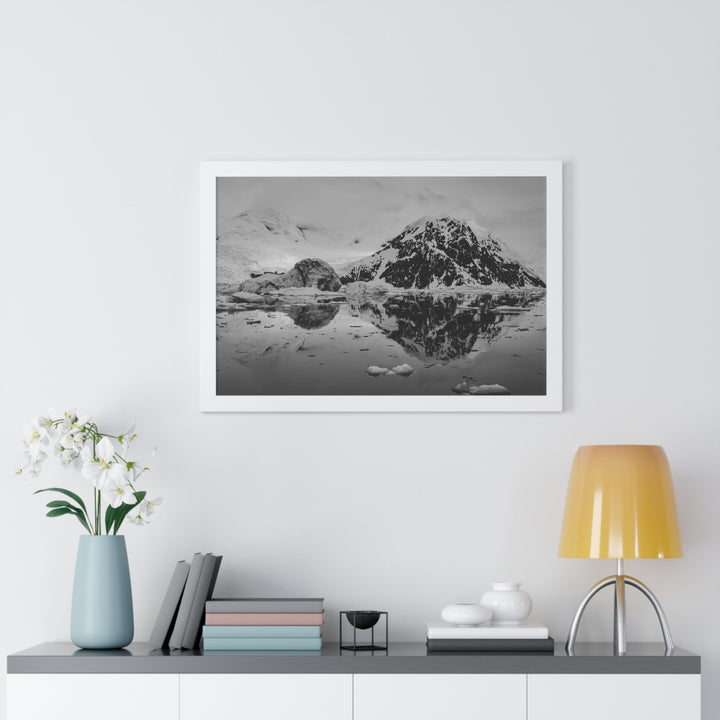 Reflected Calm in Black and White - Framed Print