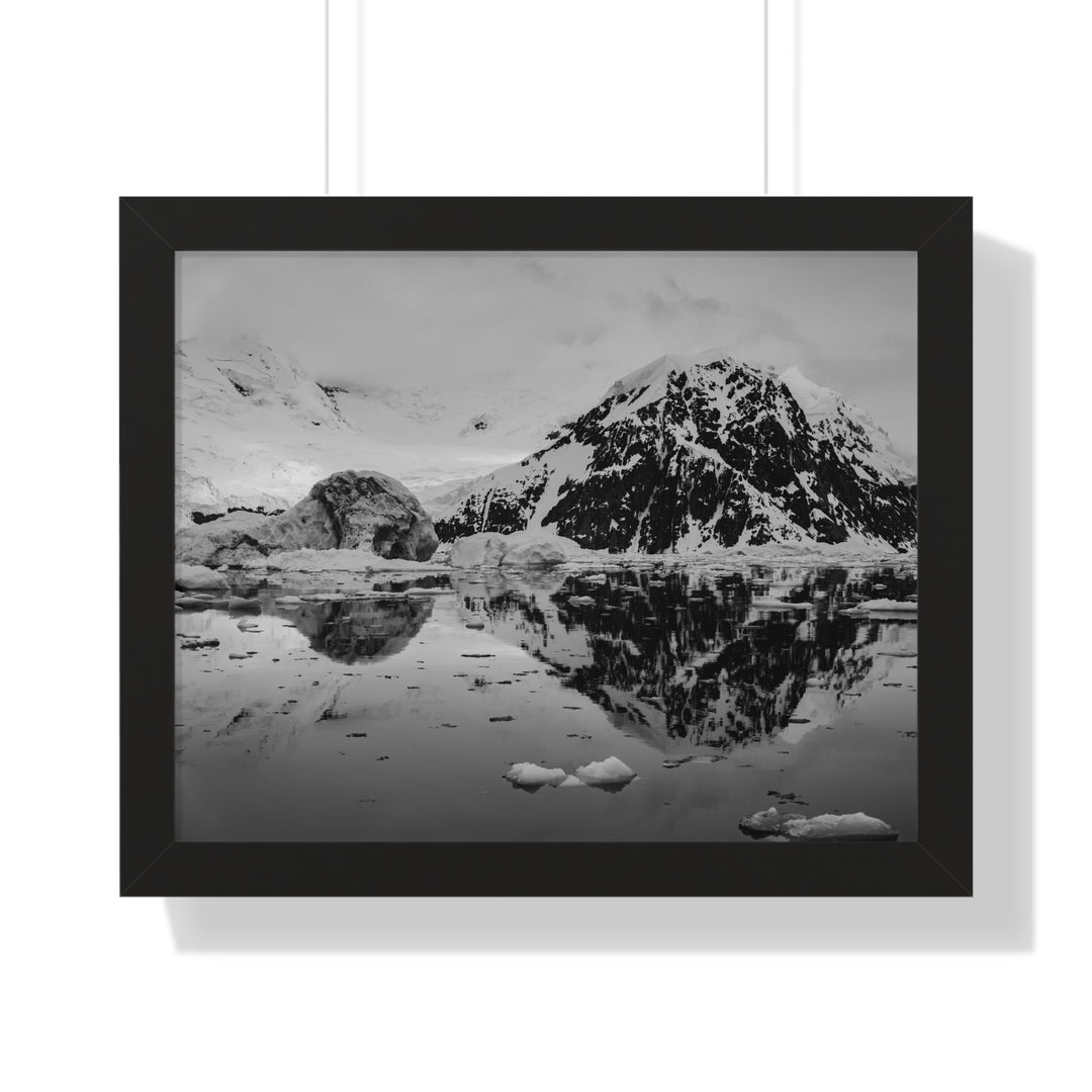 Reflected Calm in Black and White - Framed Print