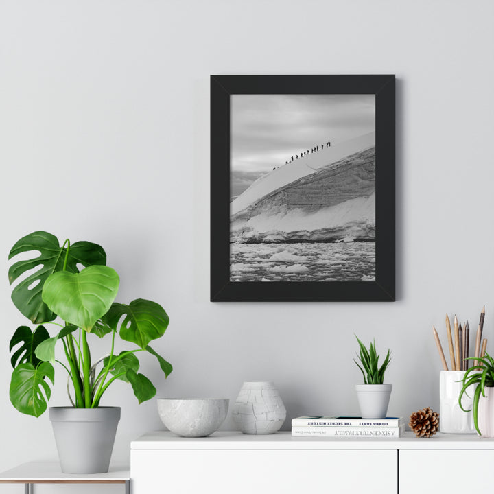 Preparing for the Climb in Black and White - Framed Print