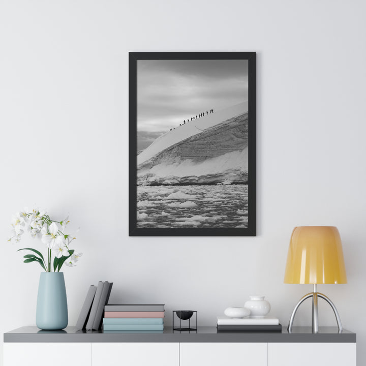 Preparing for the Climb in Black and White - Framed Print
