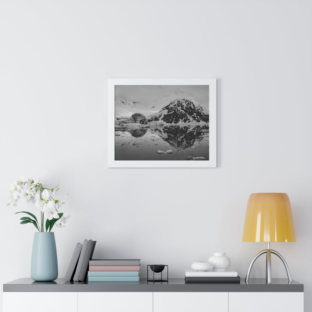 Reflected Calm in Black and White - Framed Print