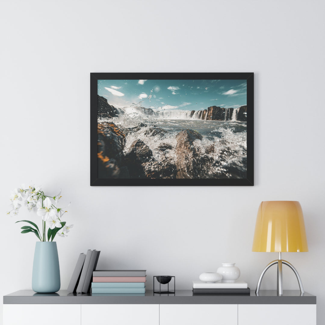 Goðafoss Splash - Framed Print
