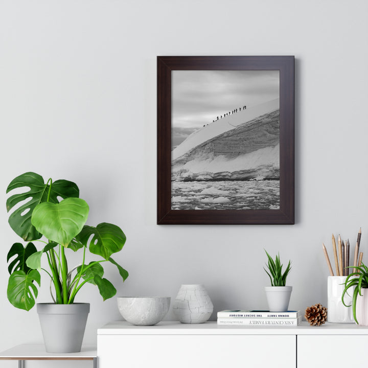 Preparing for the Climb in Black and White - Framed Print