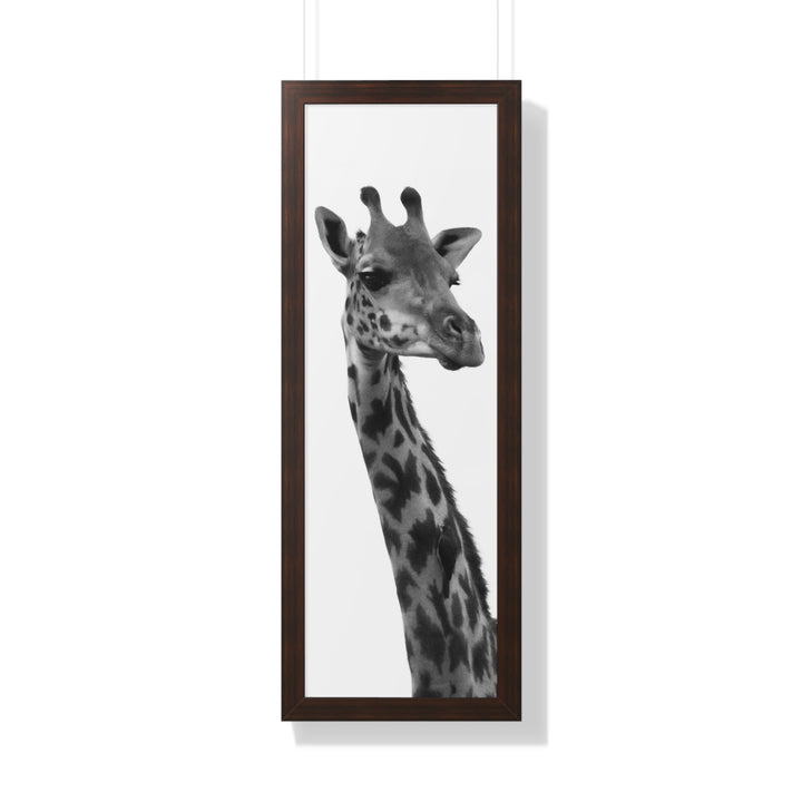 Giraffe Portrait in Black and White - Framed Print