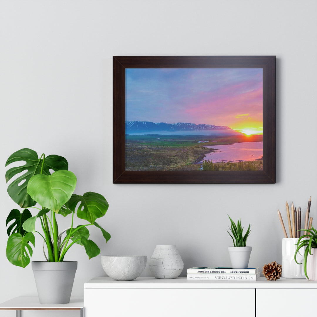 Sunset Over the Fjord Part 2 - Framed Print