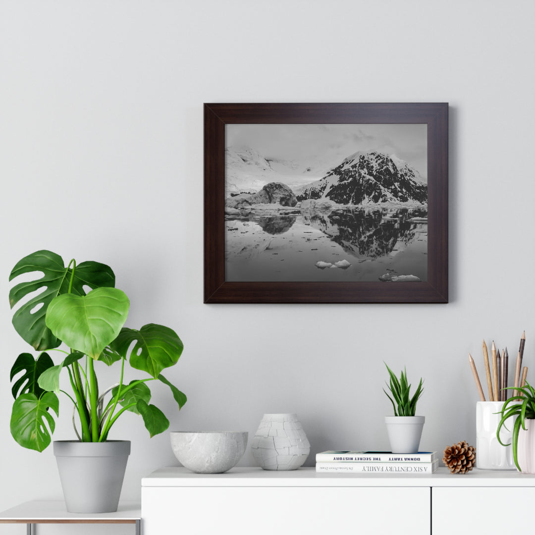 Reflected Calm in Black and White - Framed Print