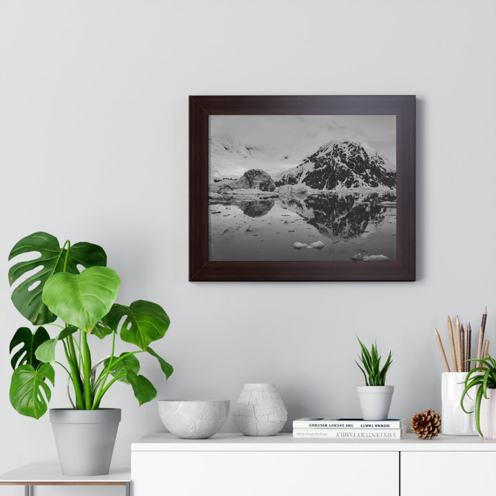 Reflected Calm in Black and White - Framed Print