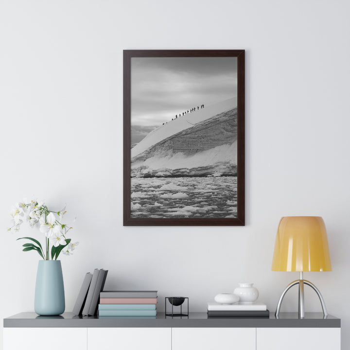 Preparing for the Climb in Black and White - Framed Print