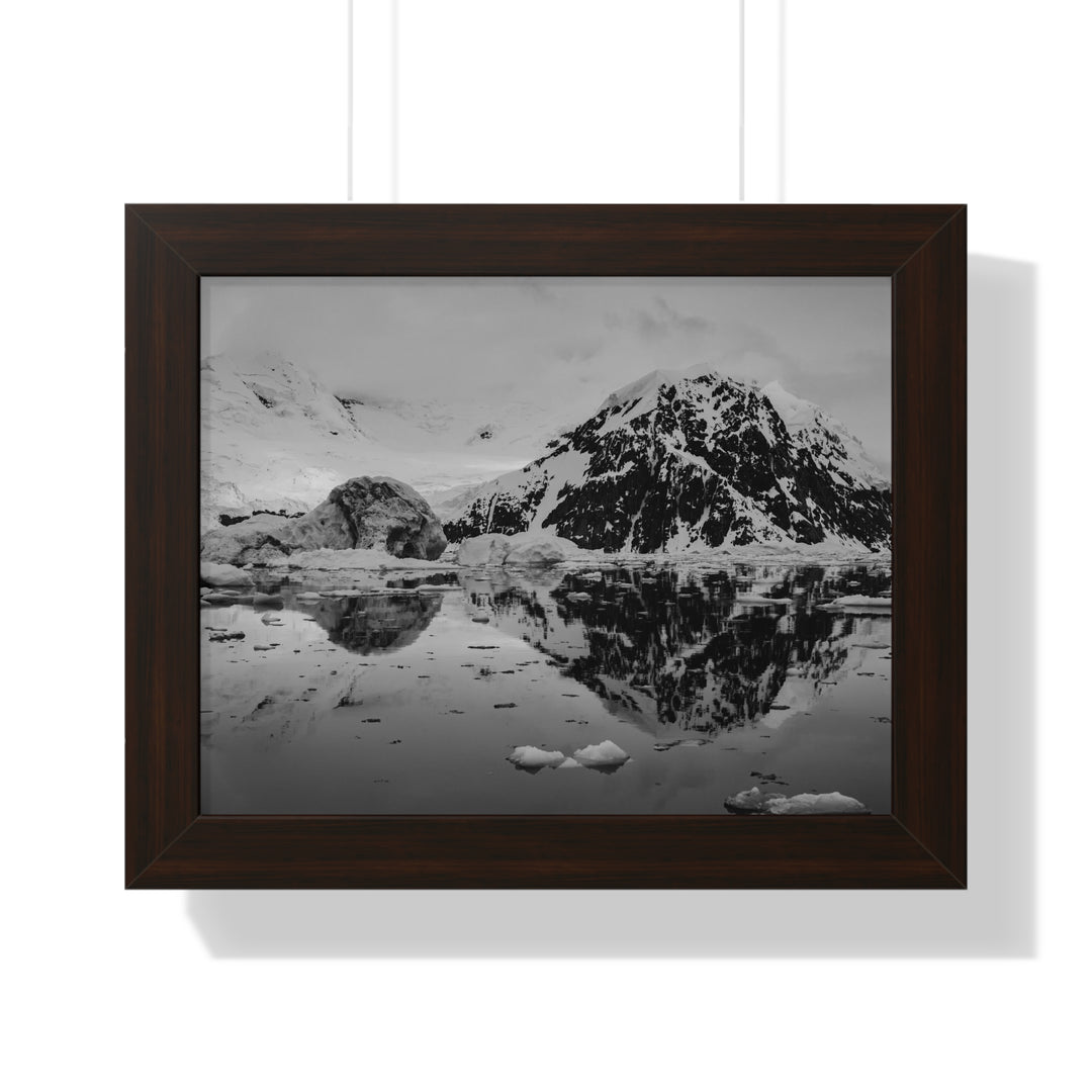 Reflected Calm in Black and White - Framed Print