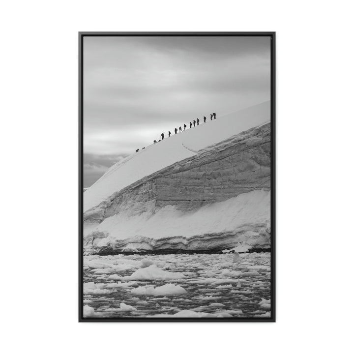 Preparing for the Climb in Black and White - Canvas with Frame