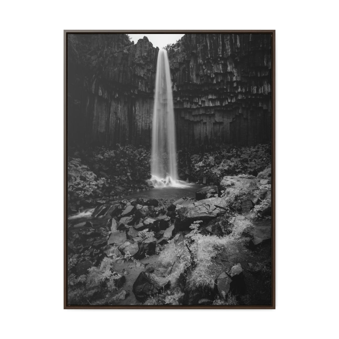 Svartifoss in Black and White - Canvas with Frame