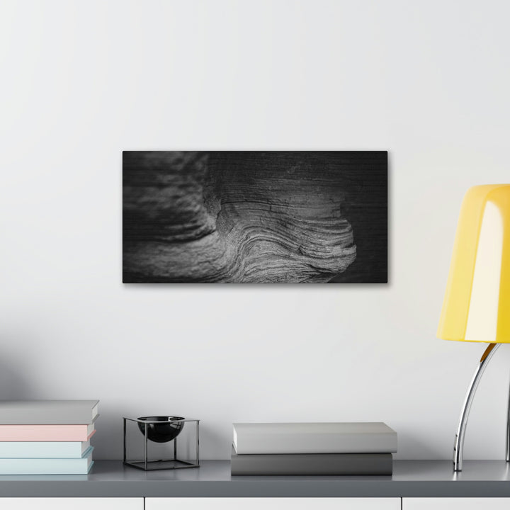 Sedimentary Rock Curves in Black and White - Canvas