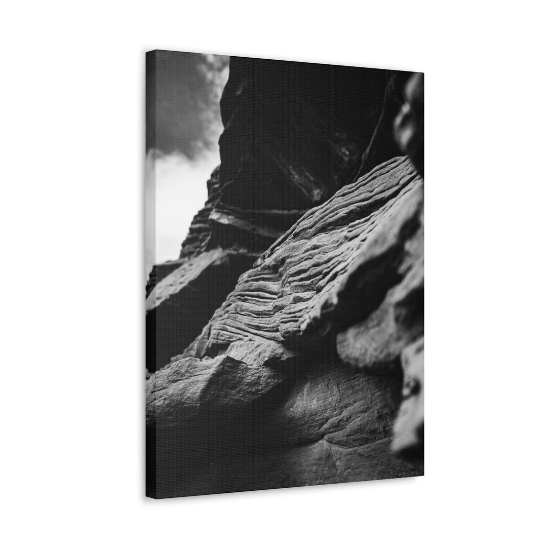 Layers of Rock in Black and White - Canvas