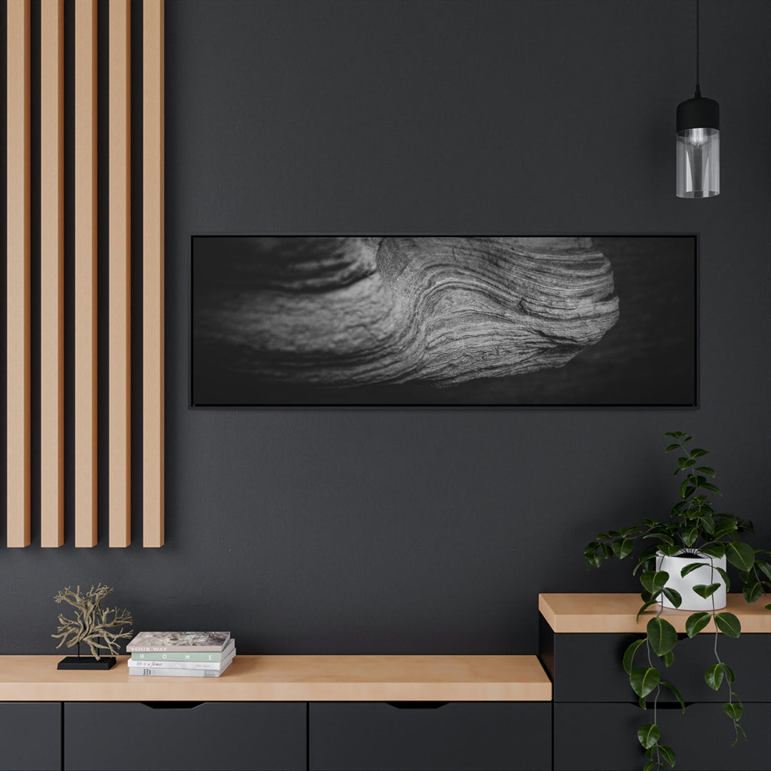 Sedimentary Rock Curves in Black and White - Canvas with Frame