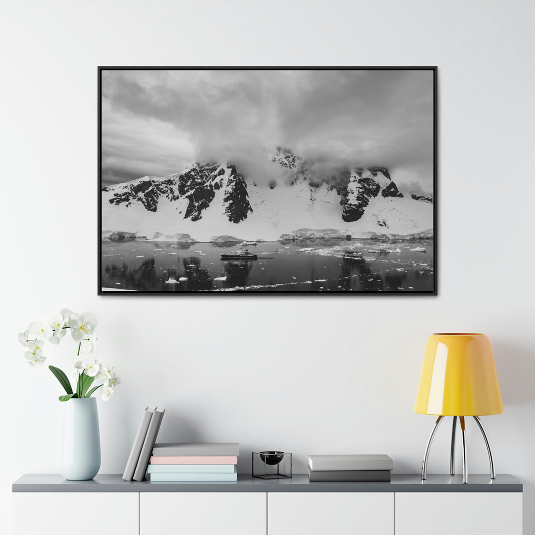 Peaceful Anchoring in Black and White - Canvas with Frame