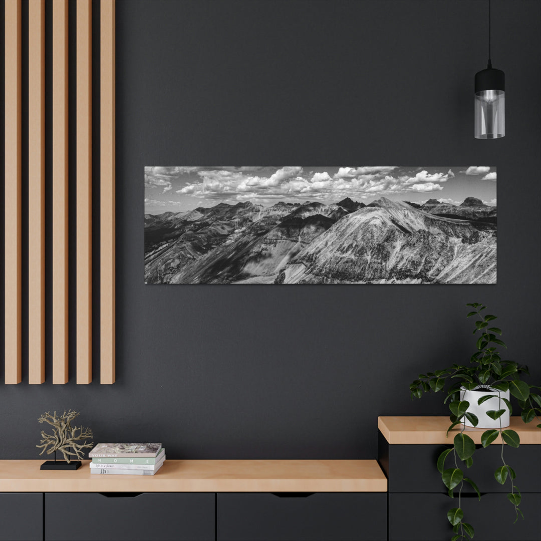 Imogene Pass From the Air in Black and White - Canvas