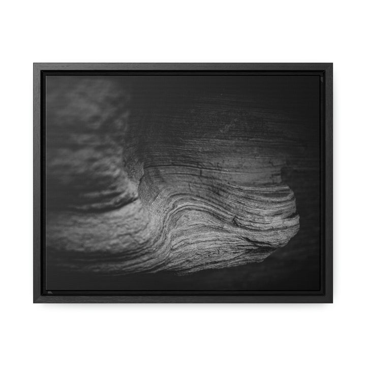 Sedimentary Rock Curves in Black and White - Canvas with Frame