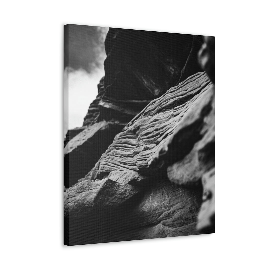 Layers of Rock in Black and White - Canvas