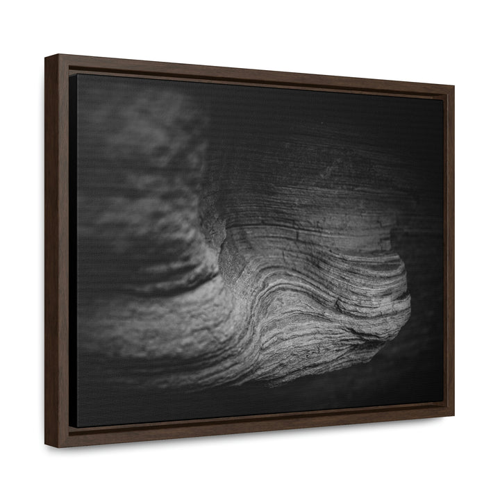 Sedimentary Rock Curves in Black and White - Canvas with Frame