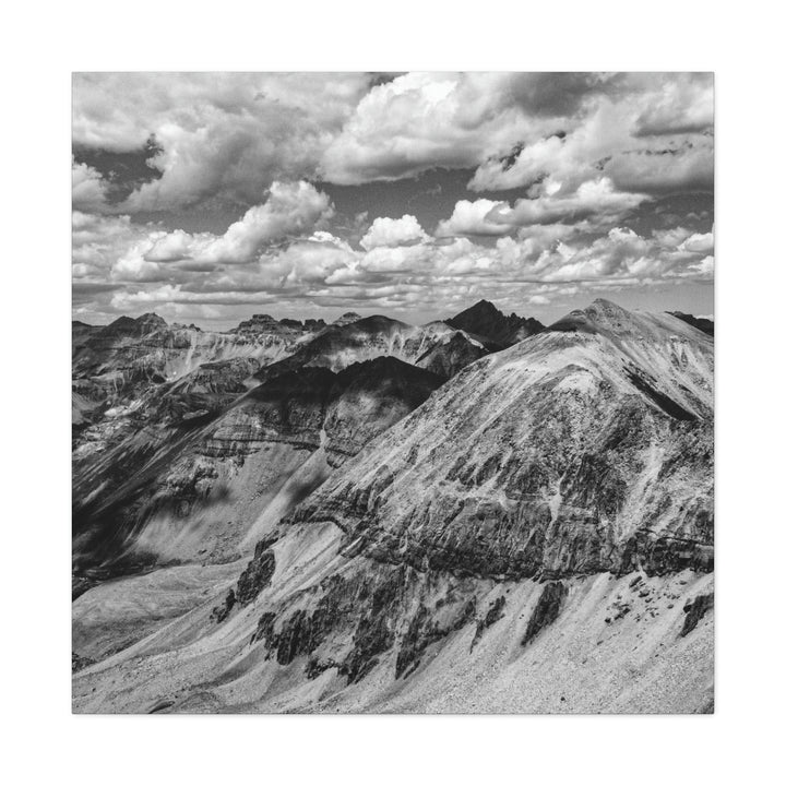 Imogene Pass From the Air in Black and White - Canvas