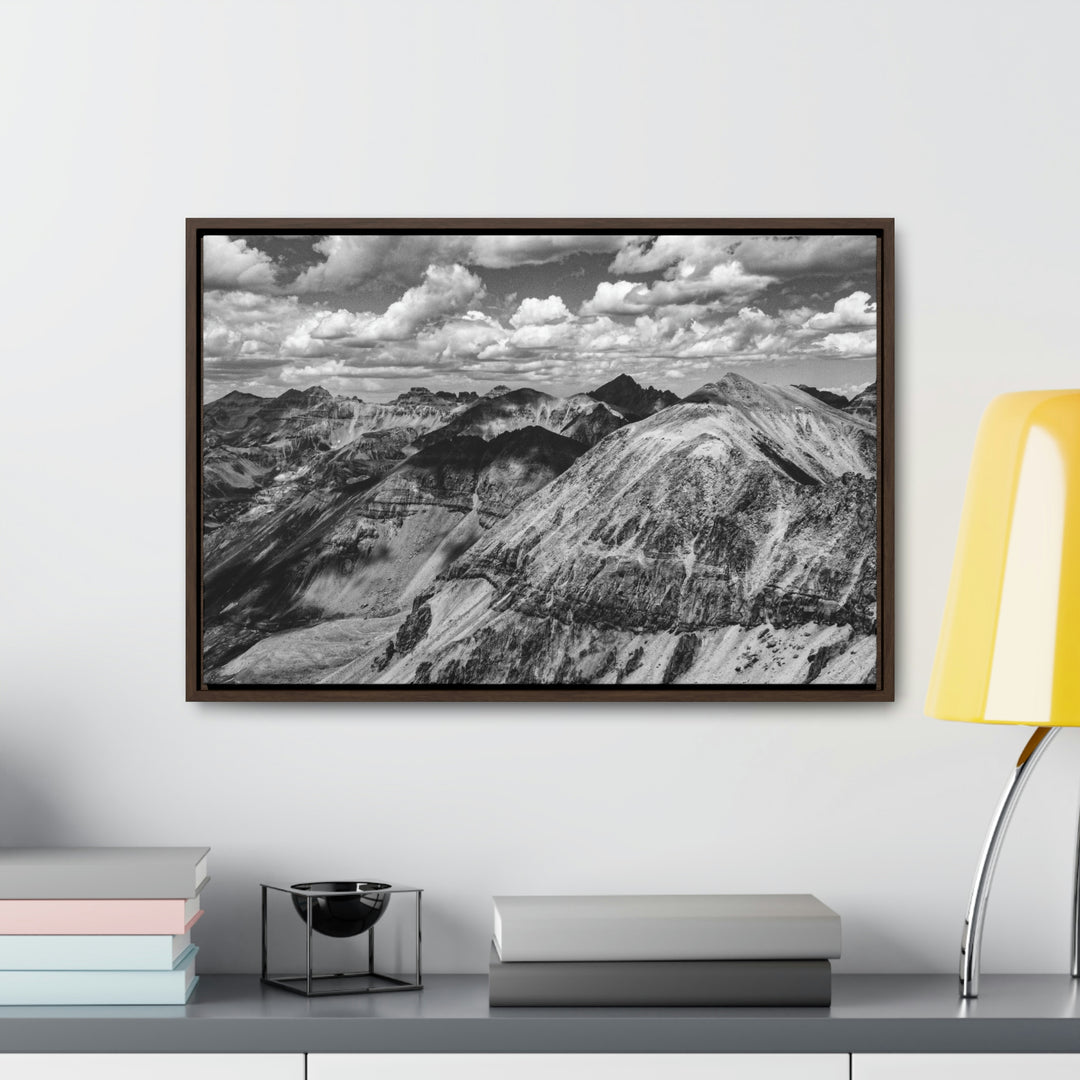 Imogene Pass From the Air in Black and White - Canvas with Frame