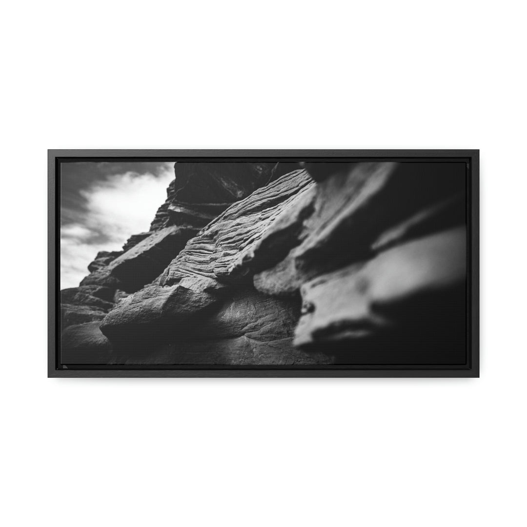 Layers of Rock in Black and White - Canvas with Frame