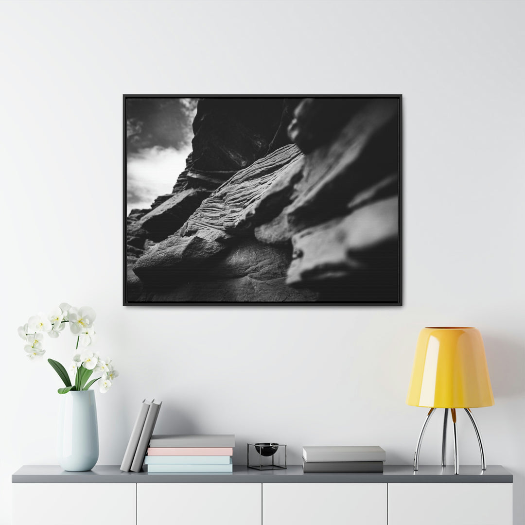 Layers of Rock in Black and White - Canvas with Frame