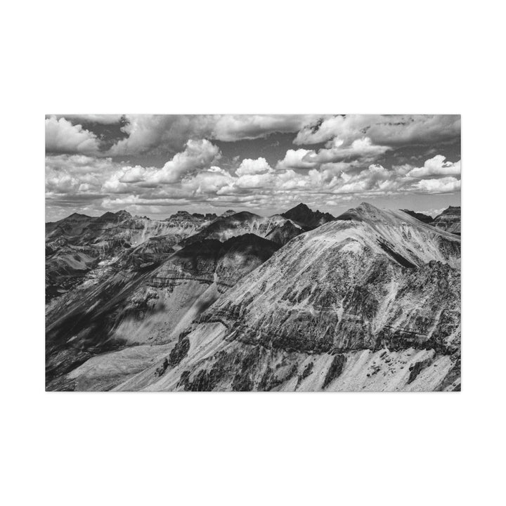 Imogene Pass From the Air in Black and White - Canvas