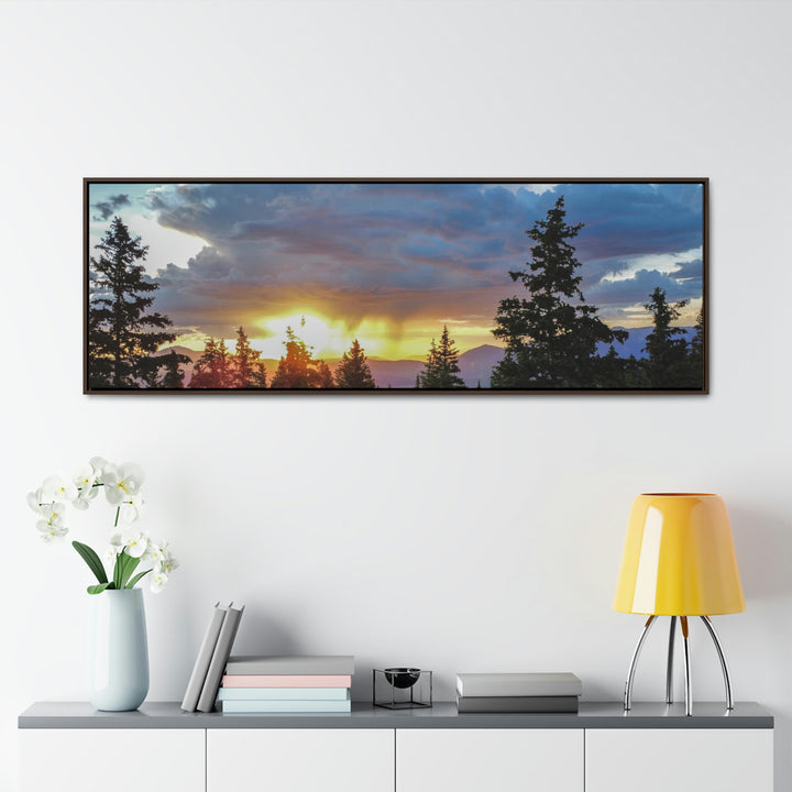 Rainy Sunset Through the Trees - Canvas with Frame