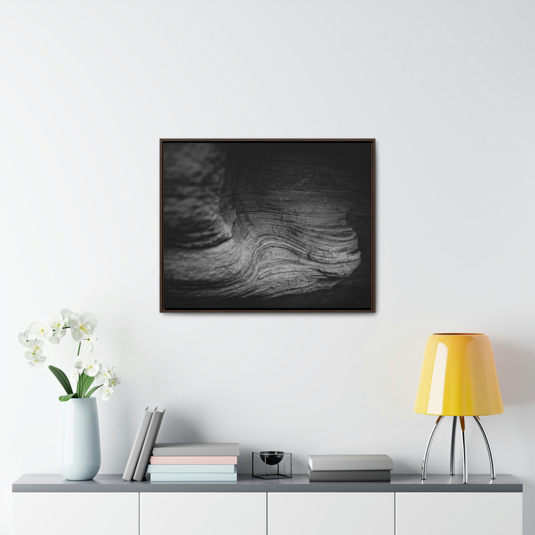 Sedimentary Rock Curves in Black and White - Canvas with Frame