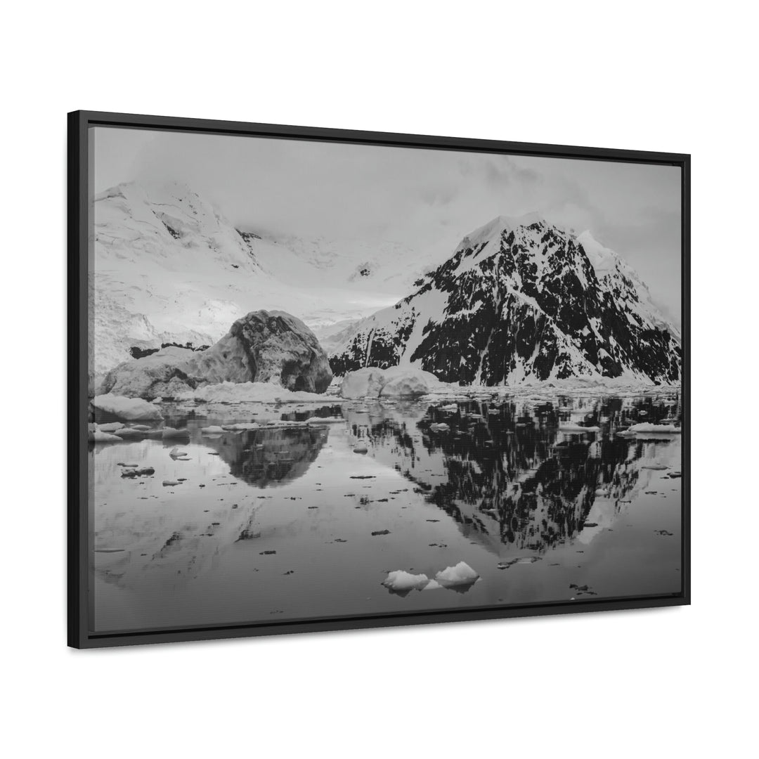 Reflected Calm in Black and White - Canvas with Frame