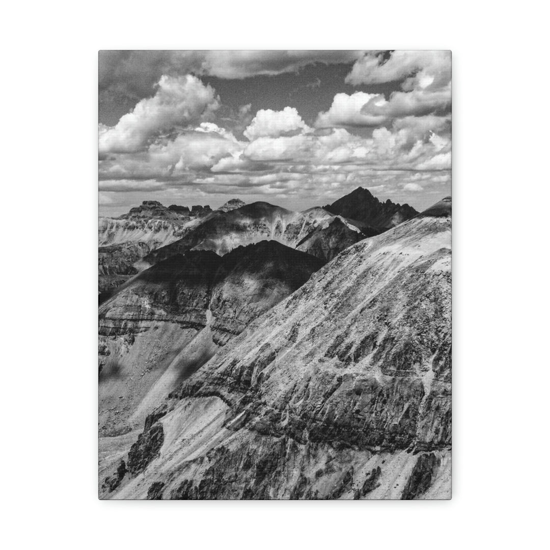 Imogene Pass From the Air in Black and White - Canvas