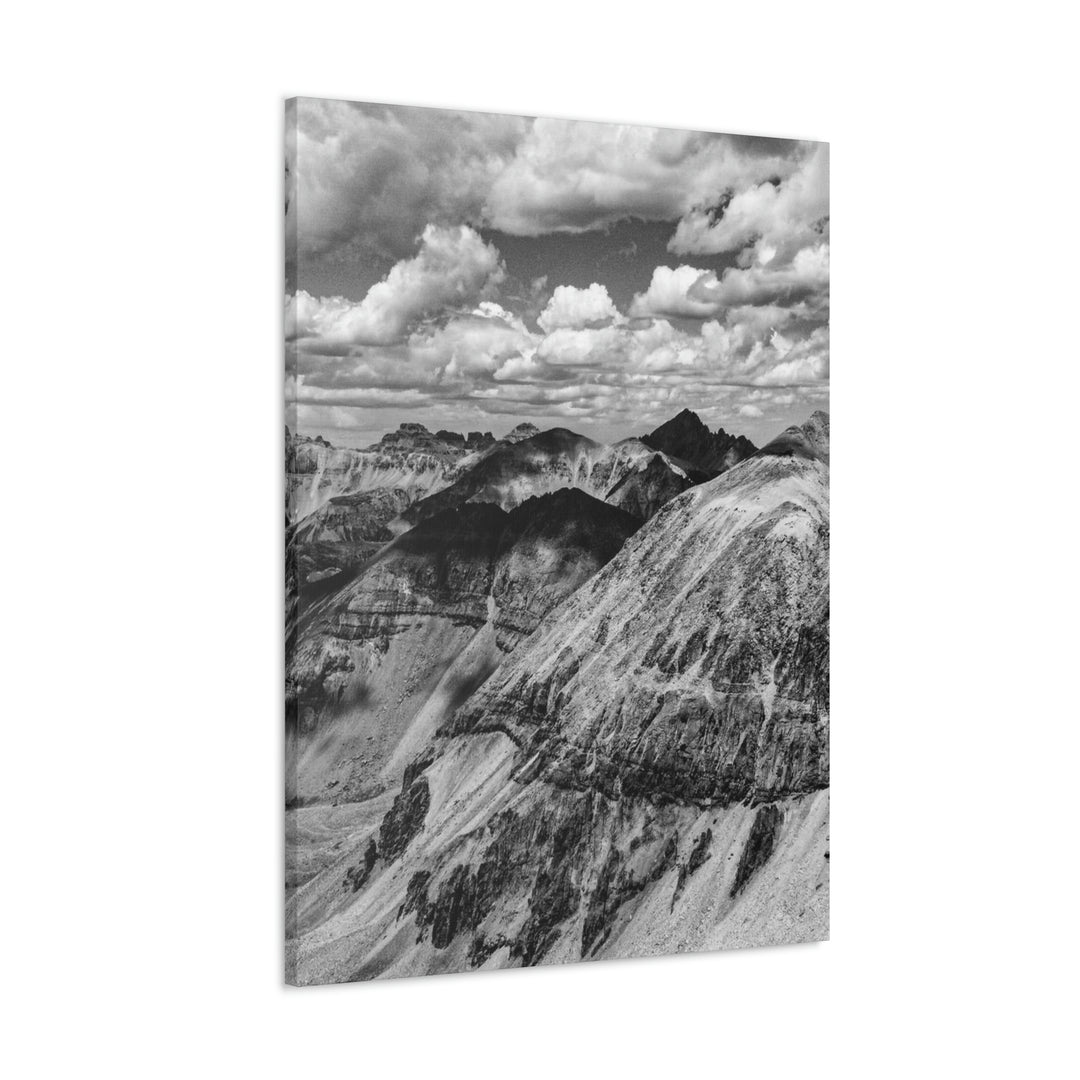 Imogene Pass From the Air in Black and White - Canvas