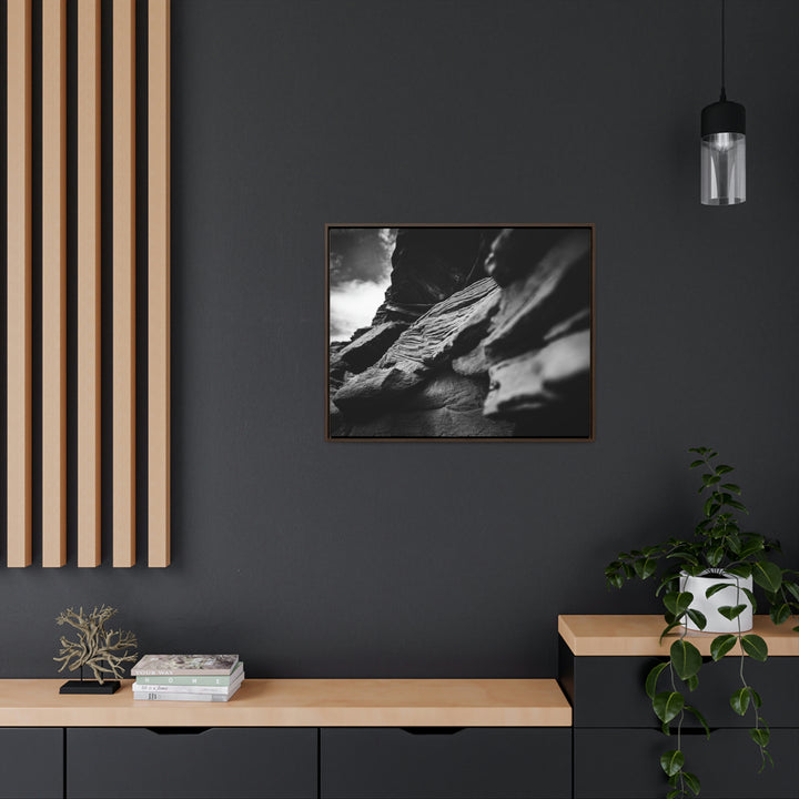 Layers of Rock in Black and White - Canvas with Frame