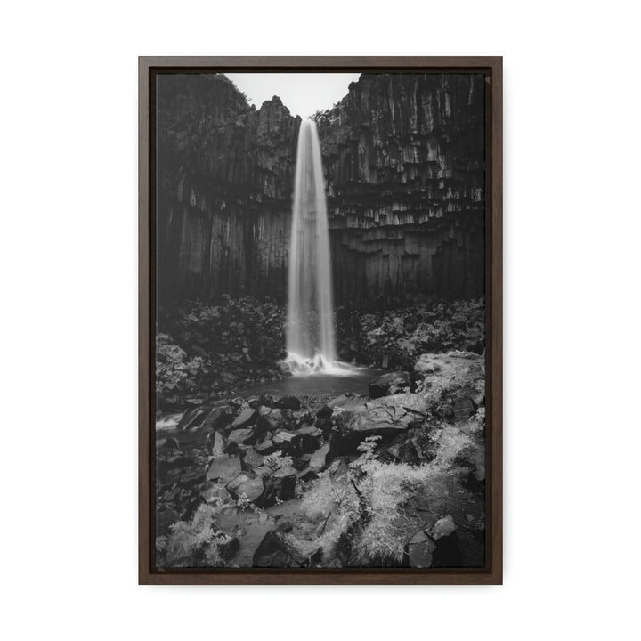 Svartifoss in Black and White - Canvas with Frame