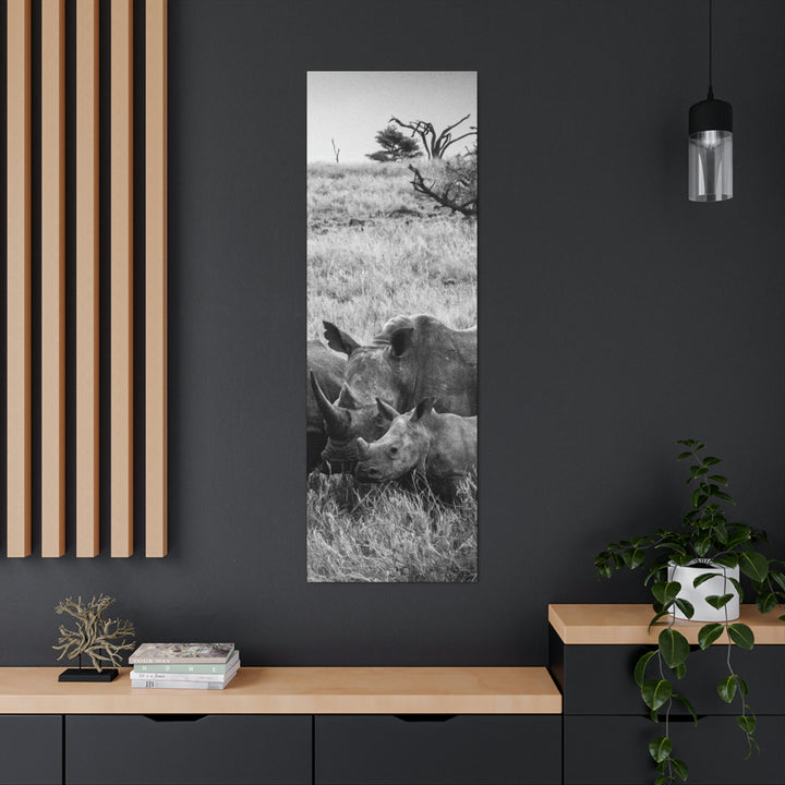 Rhino Family in Black and White - Canvas