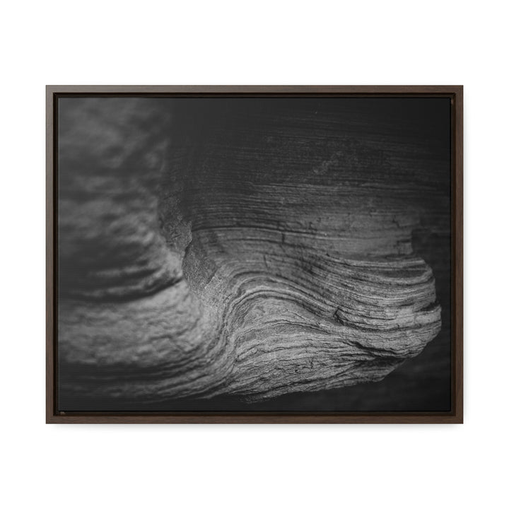 Sedimentary Rock Curves in Black and White - Canvas with Frame