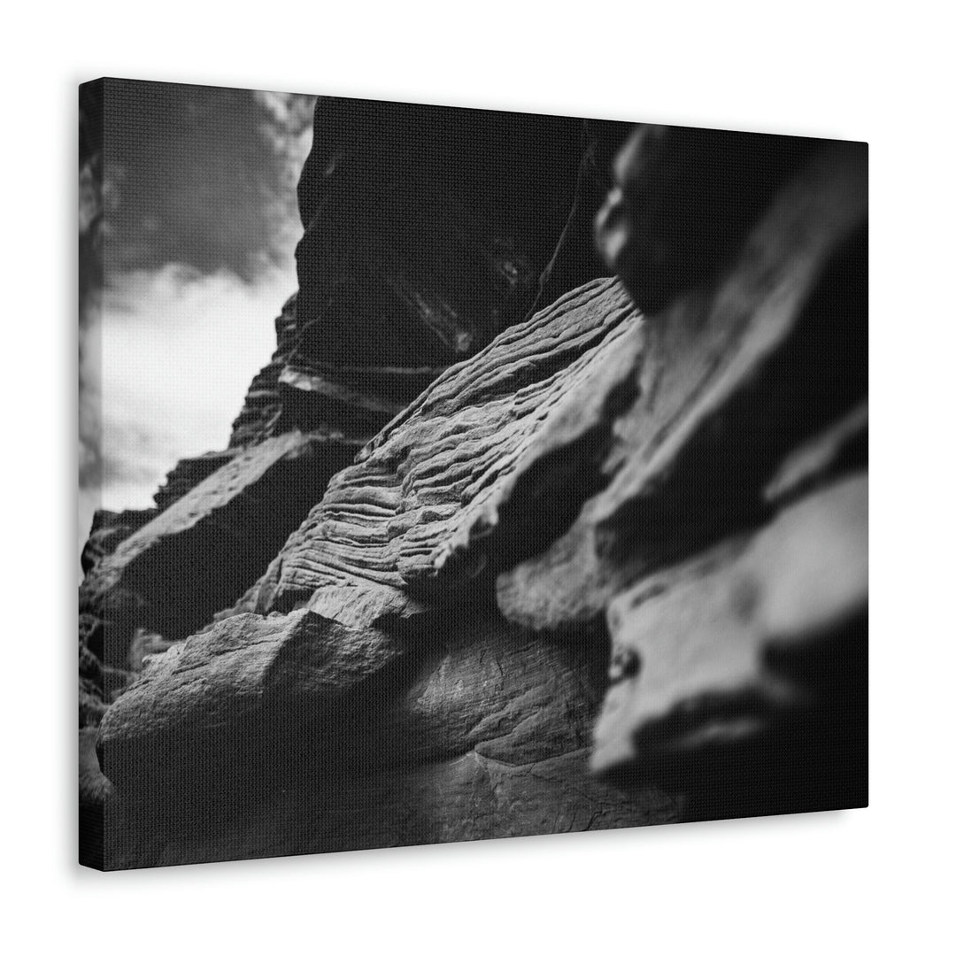 Layers of Rock in Black and White - Canvas