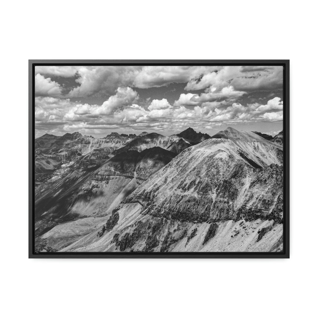 Imogene Pass From the Air in Black and White - Canvas with Frame