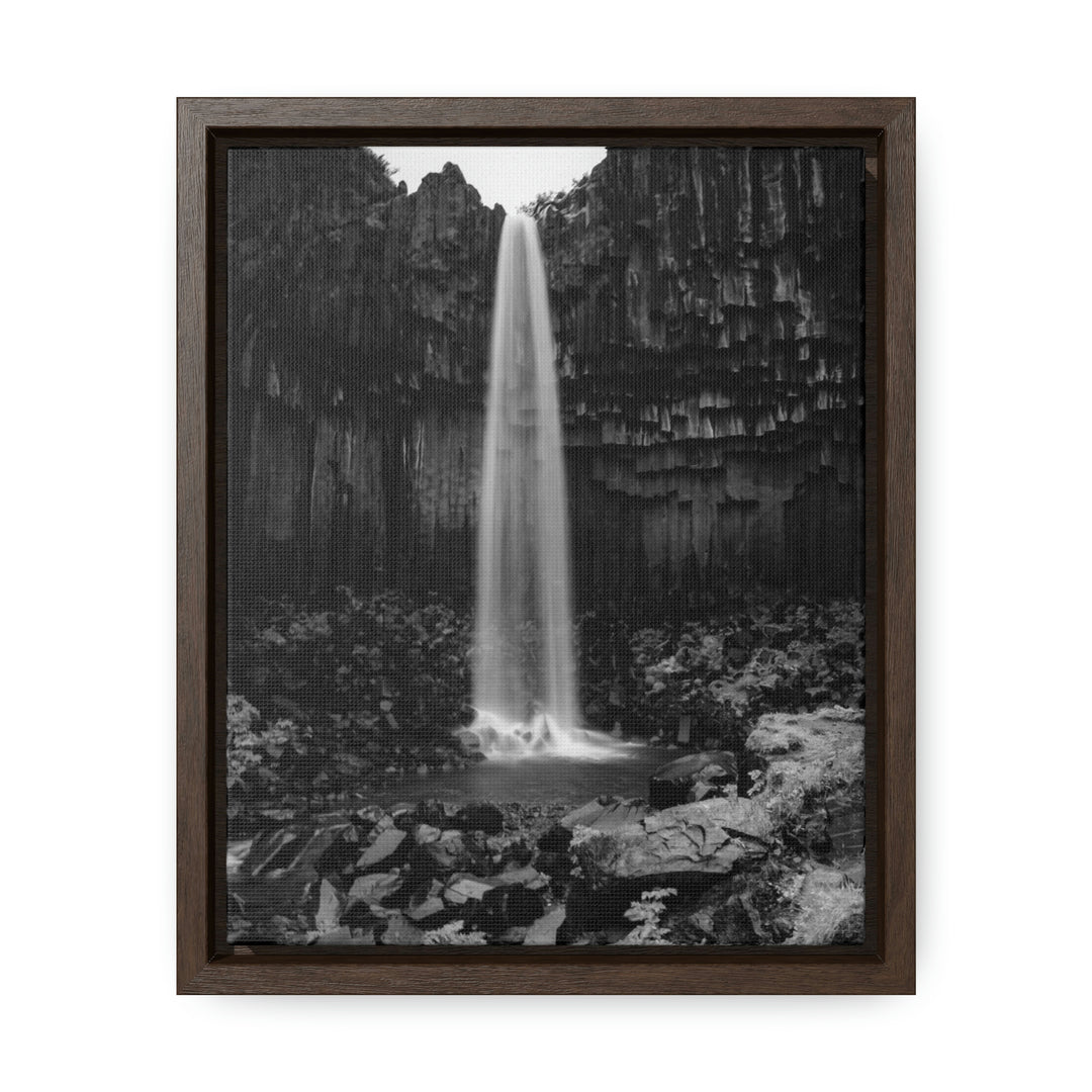 Svartifoss in Black and White - Canvas with Frame