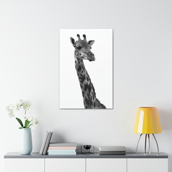 Giraffe Portrait in Black and White  - Canvas