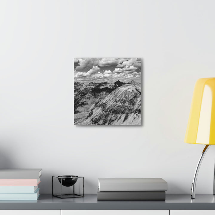 Imogene Pass From the Air in Black and White - Canvas