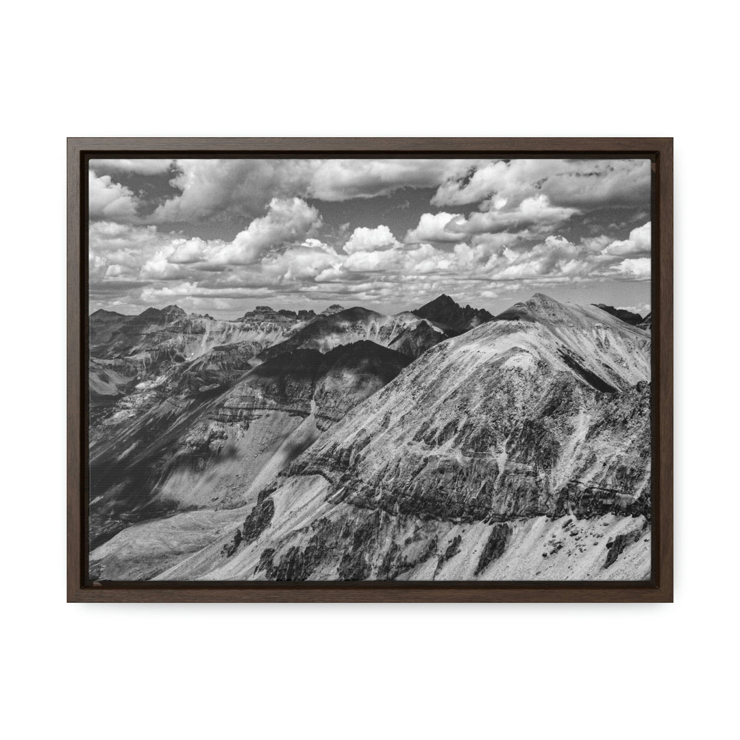 Imogene Pass From the Air in Black and White - Canvas with Frame