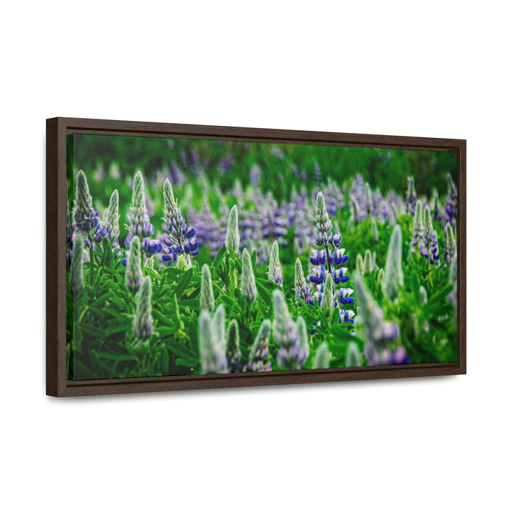 Glowing Lupin with Mountains - Canvas with Frame