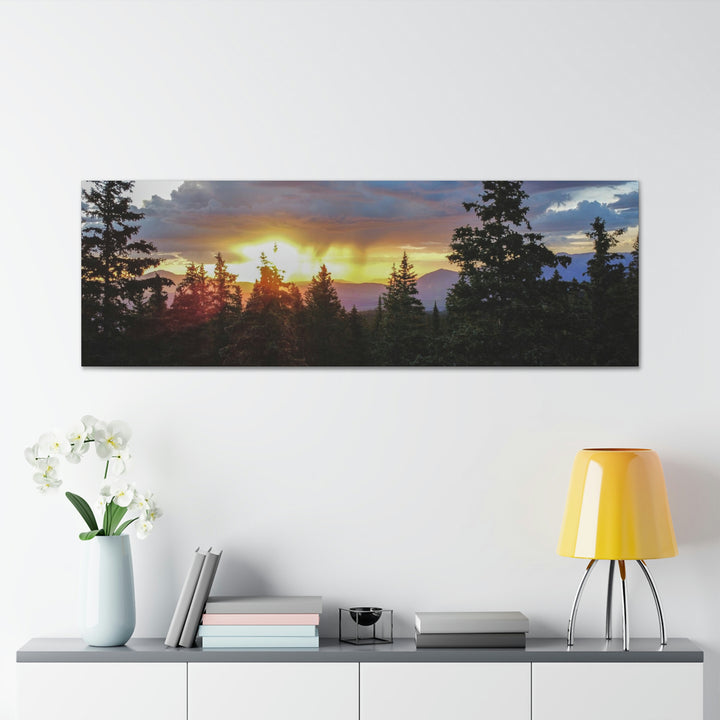 Rainy Sunset Through the Trees - Canvas