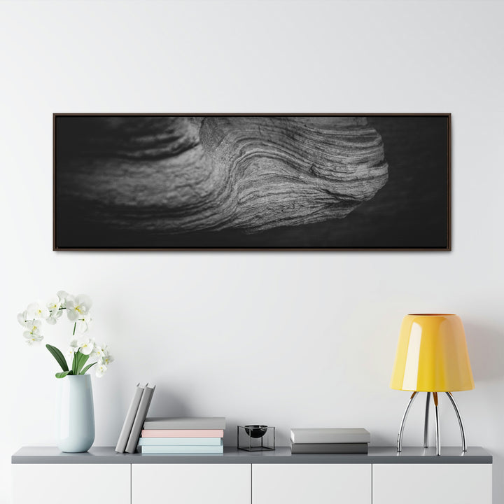 Sedimentary Rock Curves in Black and White - Canvas with Frame