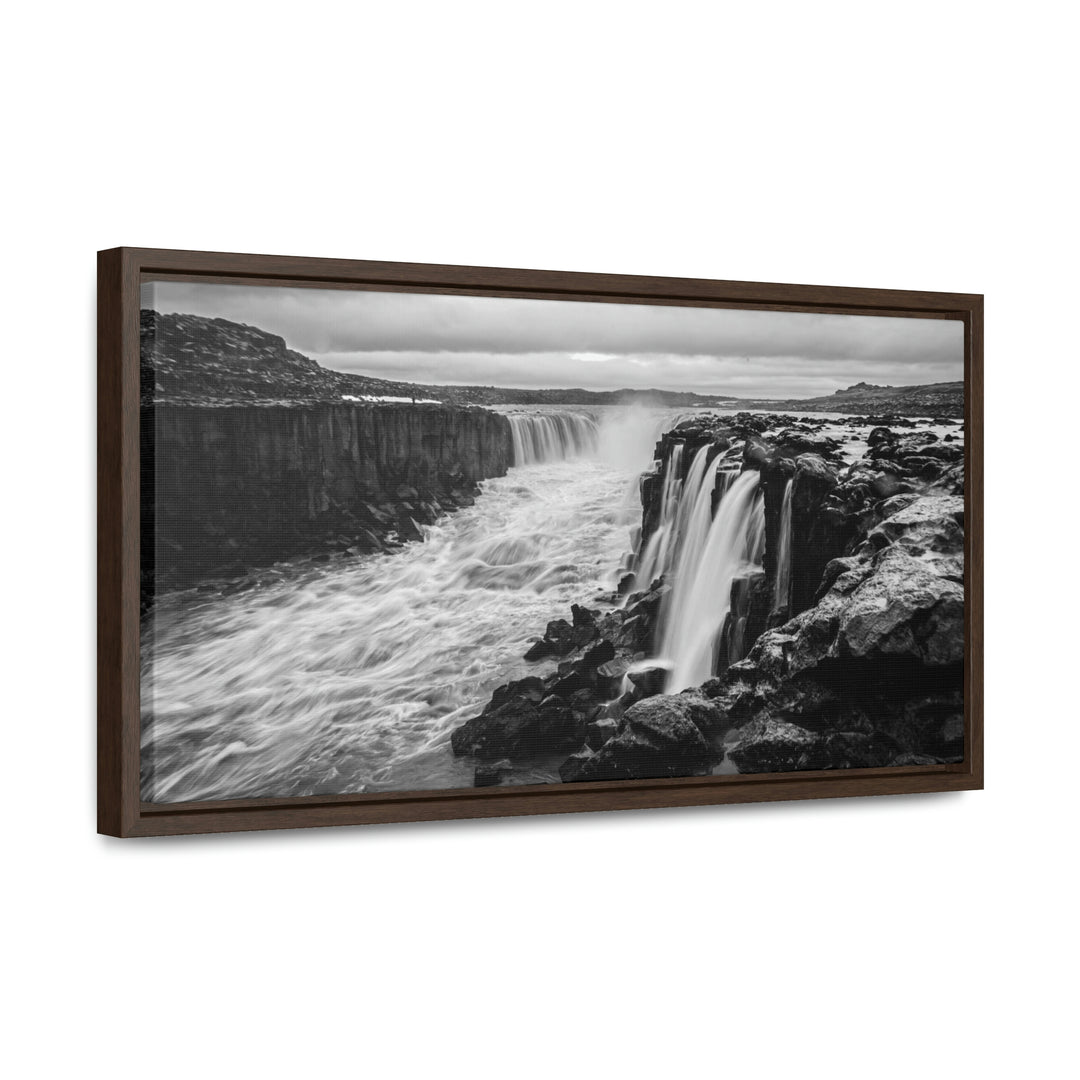 Selfoss in Black and White - Canvas with Frame