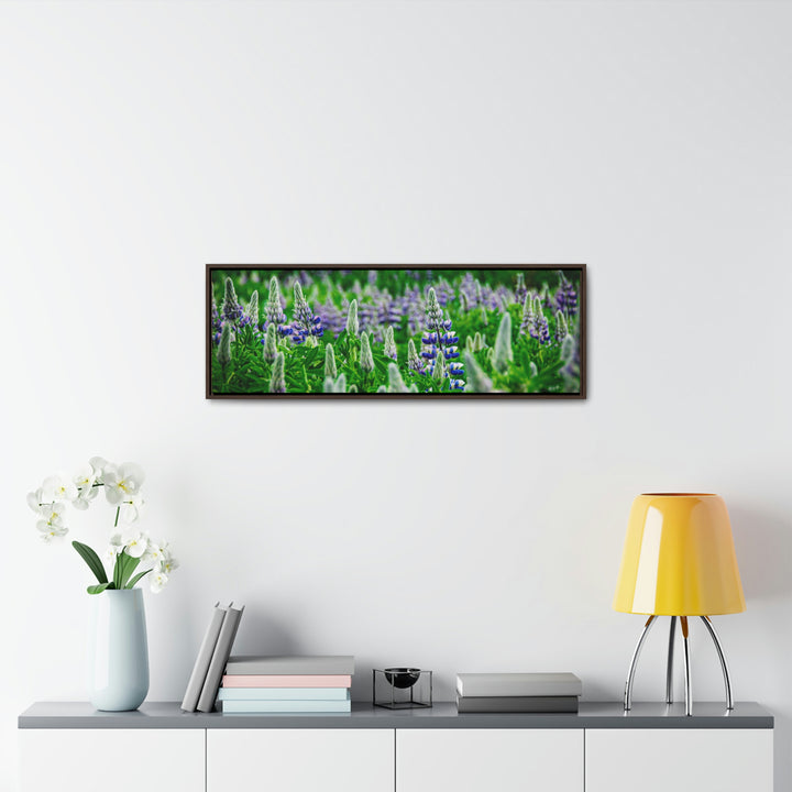 Glowing Lupin with Mountains - Canvas with Frame