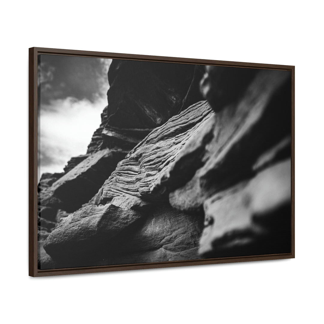 Layers of Rock in Black and White - Canvas with Frame