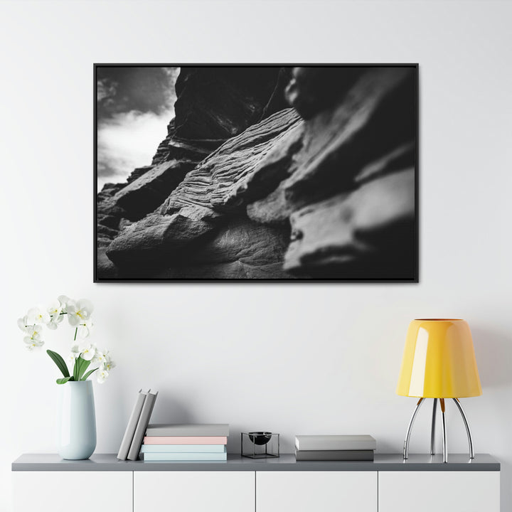 Layers of Rock in Black and White - Canvas with Frame